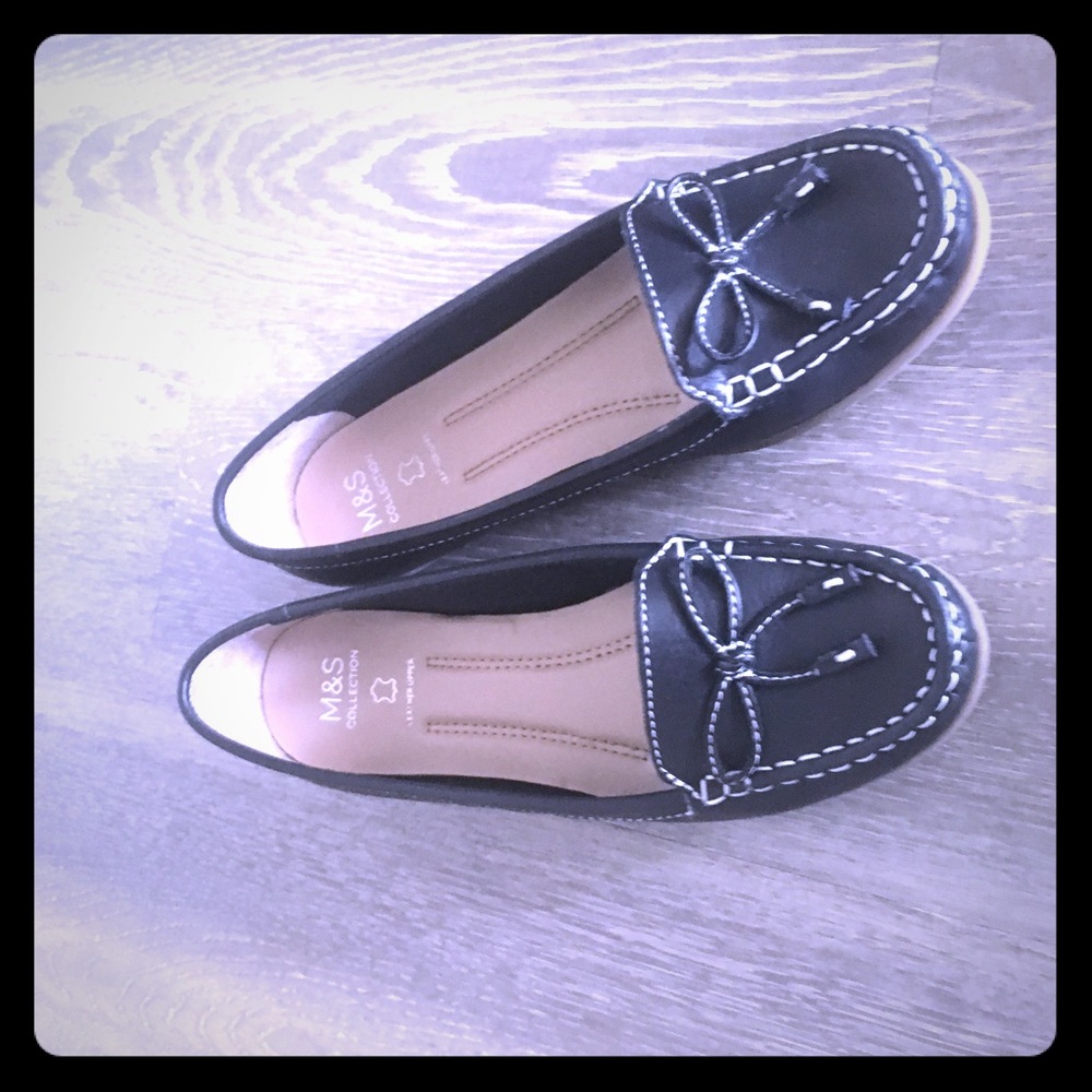 Navy boat shoes Marks and Spencer’s UK as 4 (US 7)